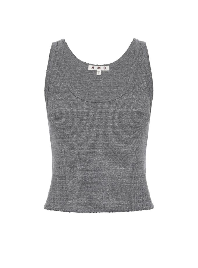 A M O Crop Rib Tank  Heather Grey Best Buy