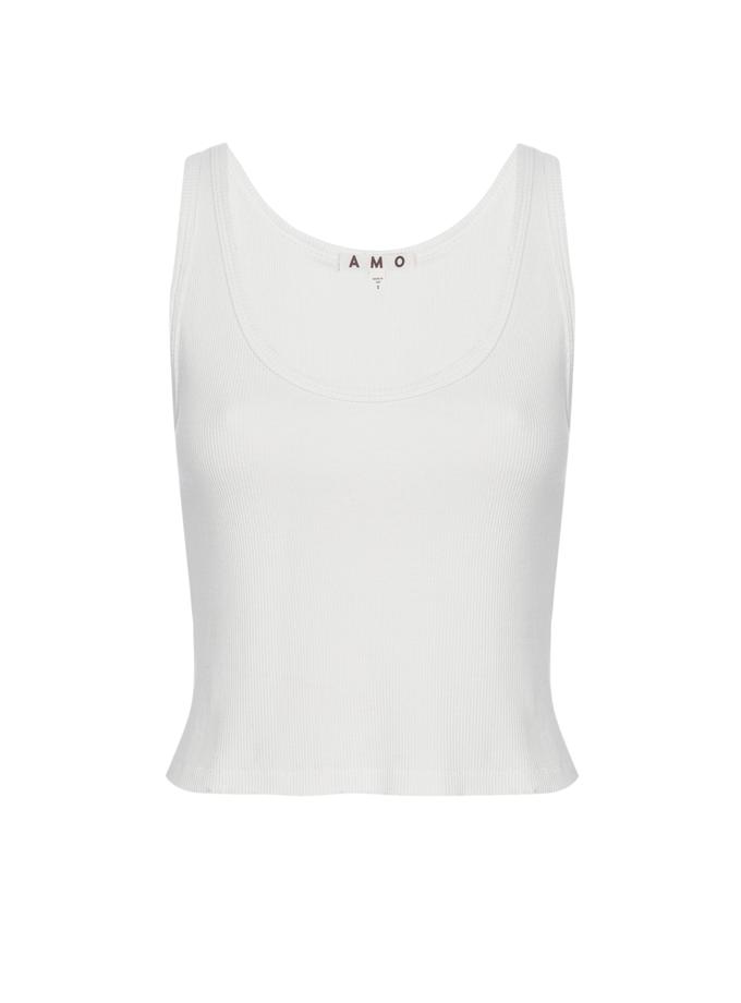 A M O Crop Rib Tank  White Same Day Delivery