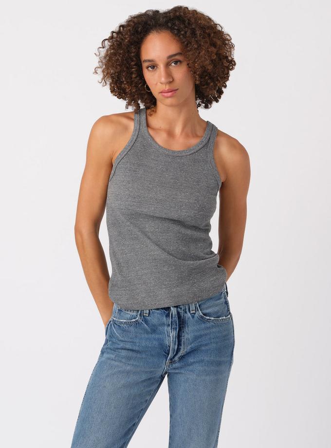 A M O Long Rib Tank  Heather Grey On Sale