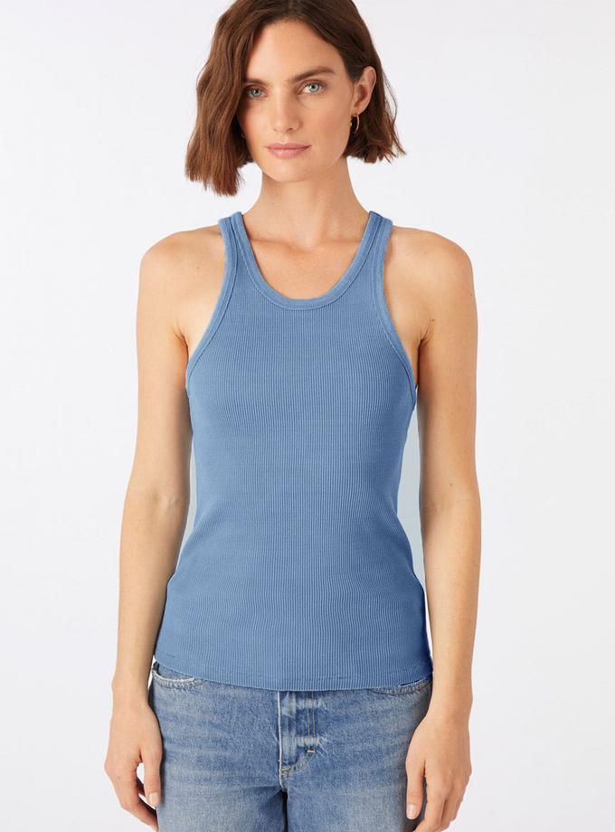 A M O Long Rib Tank  Indigo Stone Wash Best Price