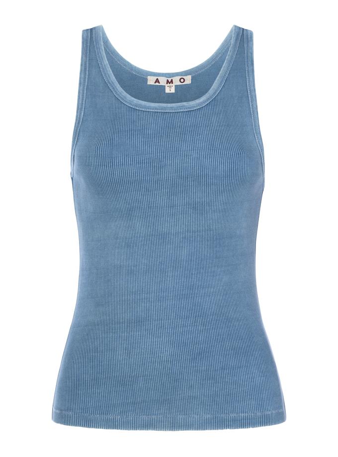 A M O Long Rib Tank  Indigo Stone Wash Best Price