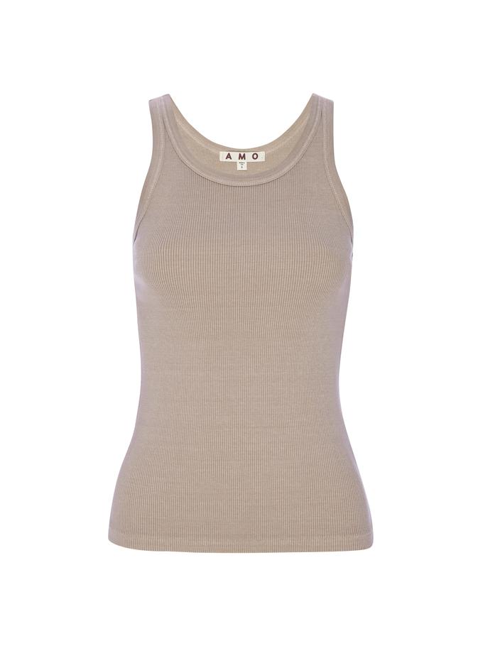 A M O Long Rib Tank  Taupe New Arrival