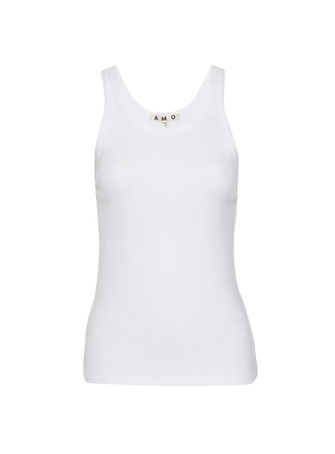 A M O Long Rib Tank  White Free shipping