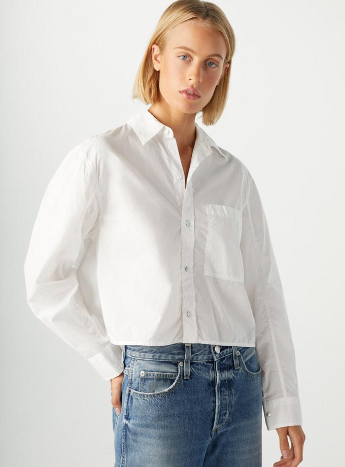 A M O Ruth Crop Shirt  White Same Day Delivery