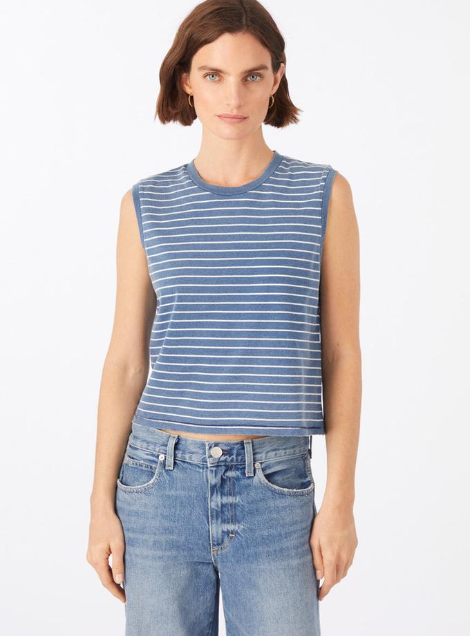 A M O Sleeveless Babe Tee  Indigo/White Best Buy