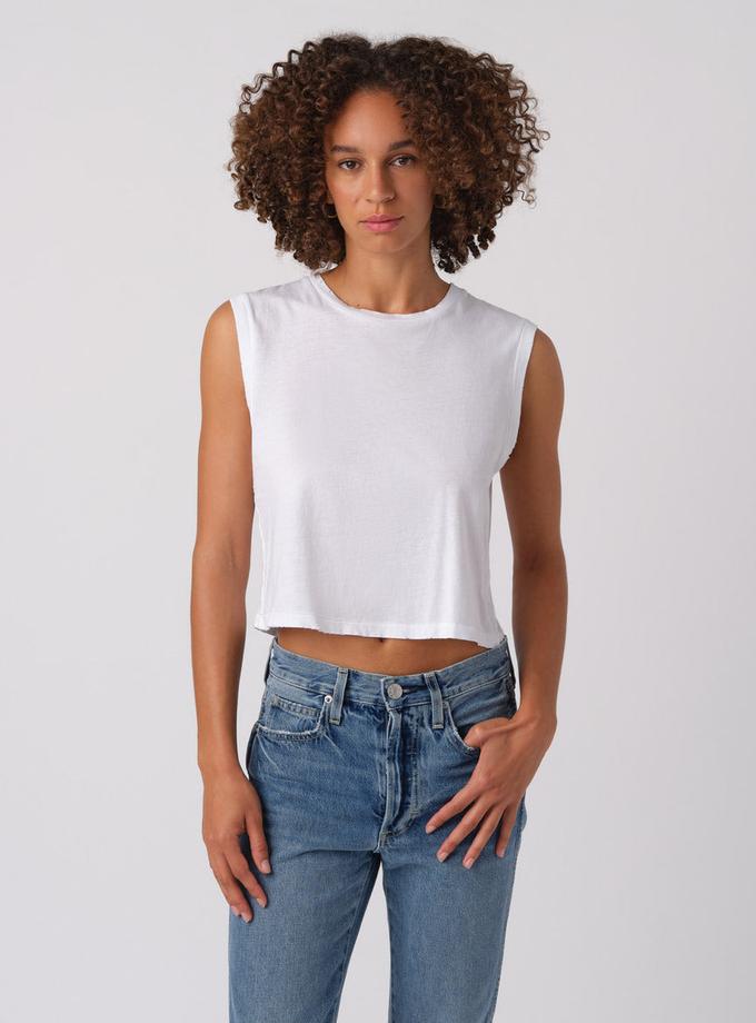 A M O Sleeveless Babe Tee  White Same Day Delivery