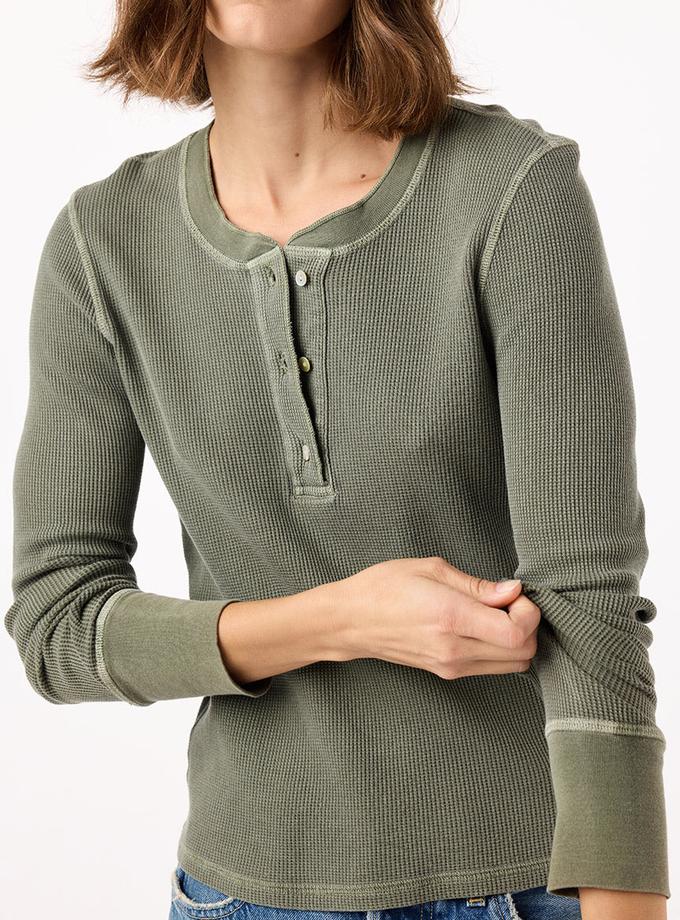 A M O Thermal Henley Tee  Tea Leaf Best Seller