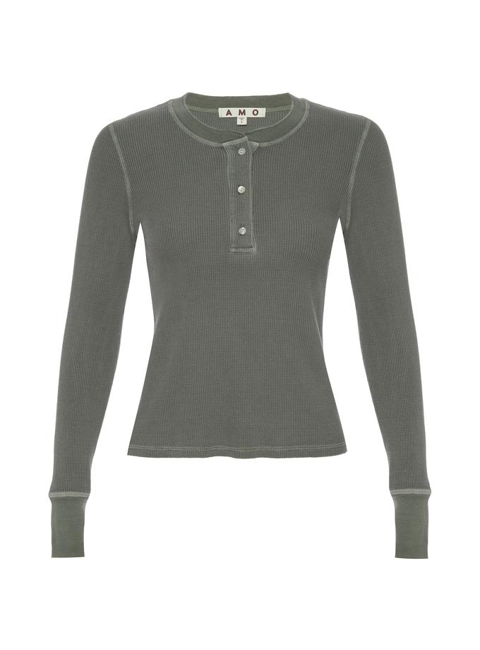 A M O Thermal Henley Tee  Tea Leaf Best Seller