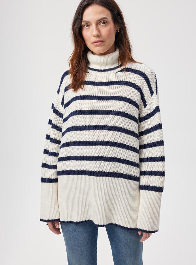 A M O Topanga Sweater  Natural/Navy Free shipping