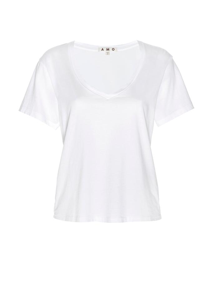 A M O V-Neck Tee  White Free shipping